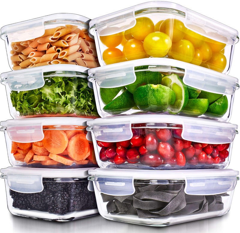 Prep Naturals PrepNaturals 8 Pack 36 Oz Glass Meal Prep Containers - Dishwasher Microwave Freezer Oven Safe - Glass Storage Containers with Lids (Multi-Compartment) - Image 1