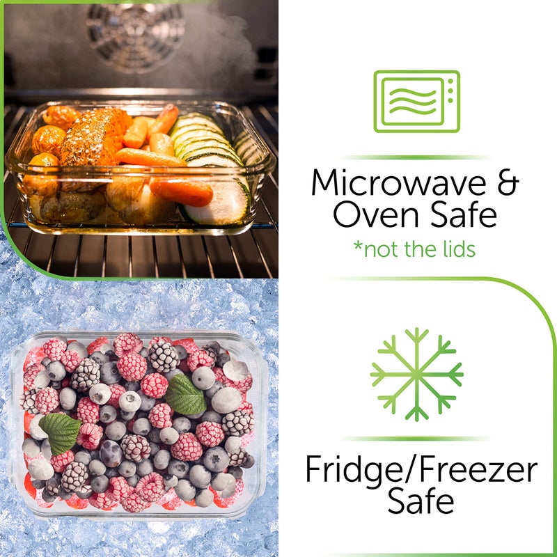 Prep Naturals PrepNaturals 8 Pack 36 Oz Glass Meal Prep Containers - Dishwasher Microwave Freezer Oven Safe - Glass Storage Containers with Lids (Multi-Compartment) - Image 5