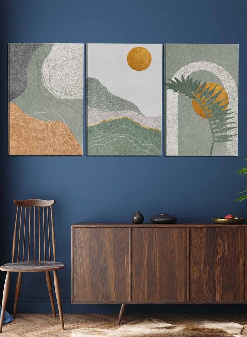 LOWHA Set Of 3 Framed Canvas Wall Arts Stretched Over Wooden Frame, Modern Abstract Paintings, For Home, Living Room, Office Decor - Image 2