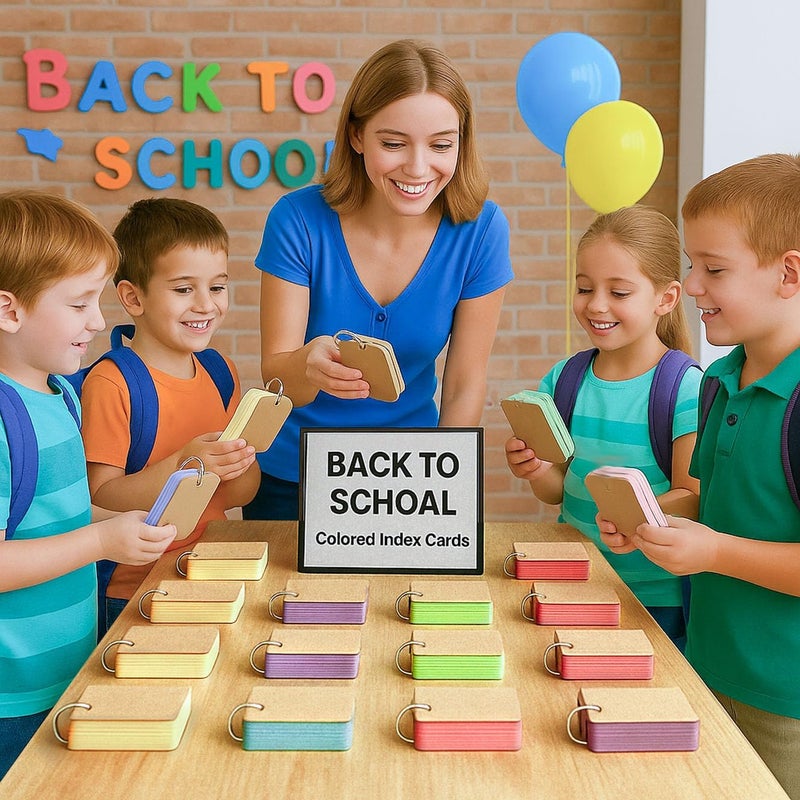 Koogel Colored Index Cards, 300 Count, 2.2 x 3.5 Inchs Flash Card Lined Ruled on Both Side, 6 Assorted Colors, Heavyweight Notecards for School Studying Learning College Office Home Taking Notes - Image 2