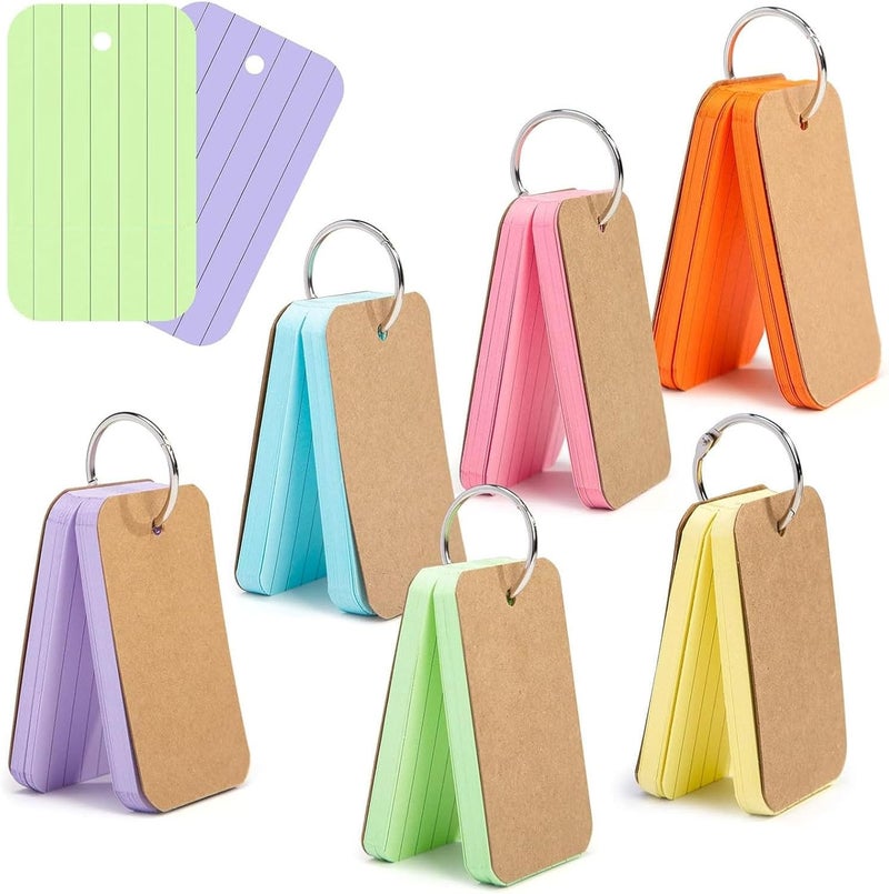 Koogel Colored Index Cards, 300 Count, 2.2 x 3.5 Inchs Flash Card Lined Ruled on Both Side, 6 Assorted Colors, Heavyweight Notecards for School Studying Learning College Office Home Taking Notes - Image 1