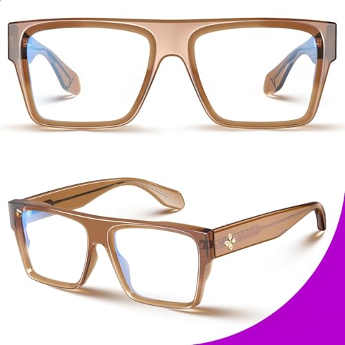 VISOONE Square Brown Blue Light Blocking Glasses TR90 Vintage Men Women ALBA - Image 5