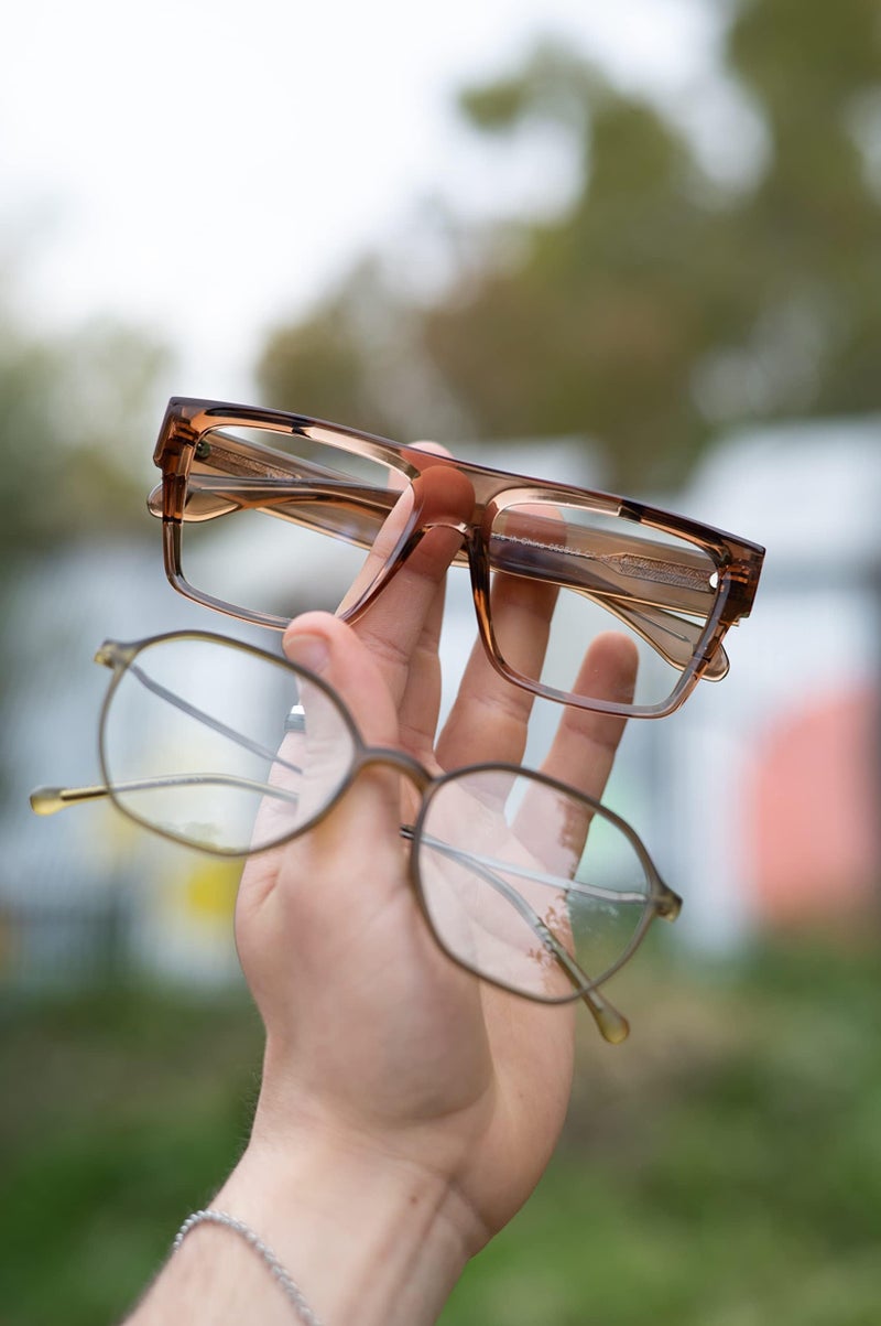 VISOONE Square Brown Blue Light Blocking Glasses TR90 Vintage Men Women ALBA - Image 3