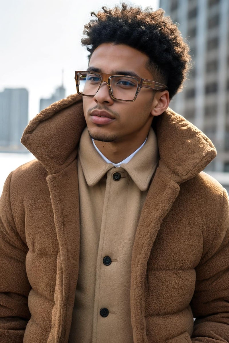 VISOONE Square Brown Blue Light Blocking Glasses TR90 Vintage Men Women ALBA - Image 4