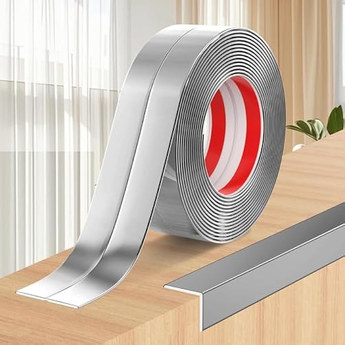 WALL CORNER PROTECTOR PEEL AND STICK WALL MOLDING TRIM FLEXIBLE SELF ADHESIVE INSIDE & OUTSIDE WALL CORNER GUARDS MOLDING TRIM FOR WALL EDGE CORNER CEILING, 0.8 IN X 20 FT, SILVER - Image 2