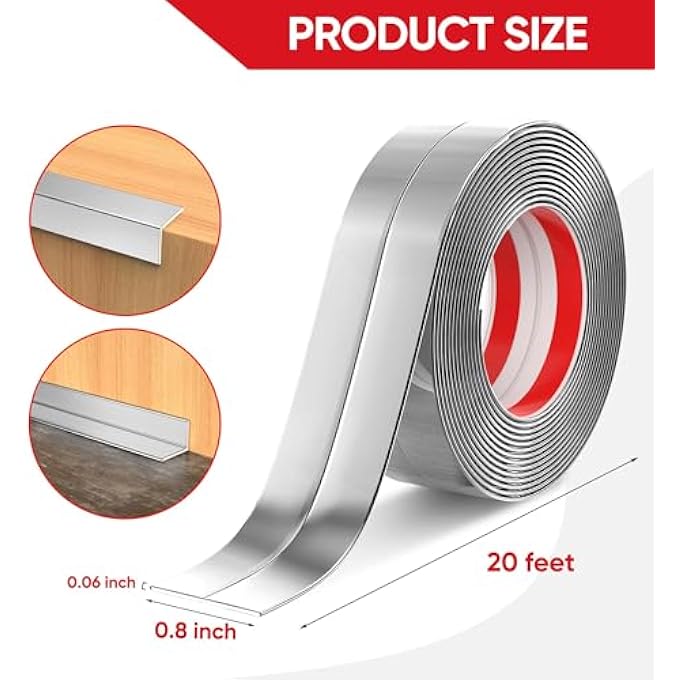 WALL CORNER PROTECTOR PEEL AND STICK WALL MOLDING TRIM FLEXIBLE SELF ADHESIVE INSIDE & OUTSIDE WALL CORNER GUARDS MOLDING TRIM FOR WALL EDGE CORNER CEILING, 0.8 IN X 20 FT, SILVER - Image 3
