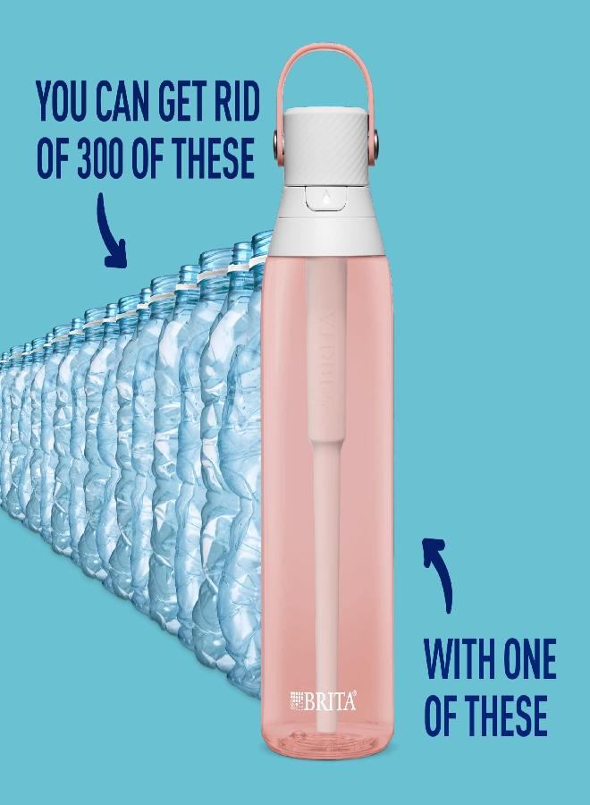 Brita Hard-Sided Plastic Premium Filtering Water Bottle, BPA-Free, Reusable, Replaces 300 Plastic Water Bottles, Filter Lasts 2 Months or 40 Gallons, Includes 1 Filter, Blush - 26 oz - Image 2