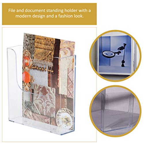 STOBOK Wall Mounted File Holder 6.57X6.45X1.65In Clear Acrylic Document Organizer Rack for Office Desk Paper and Magazine Storage - Image 4