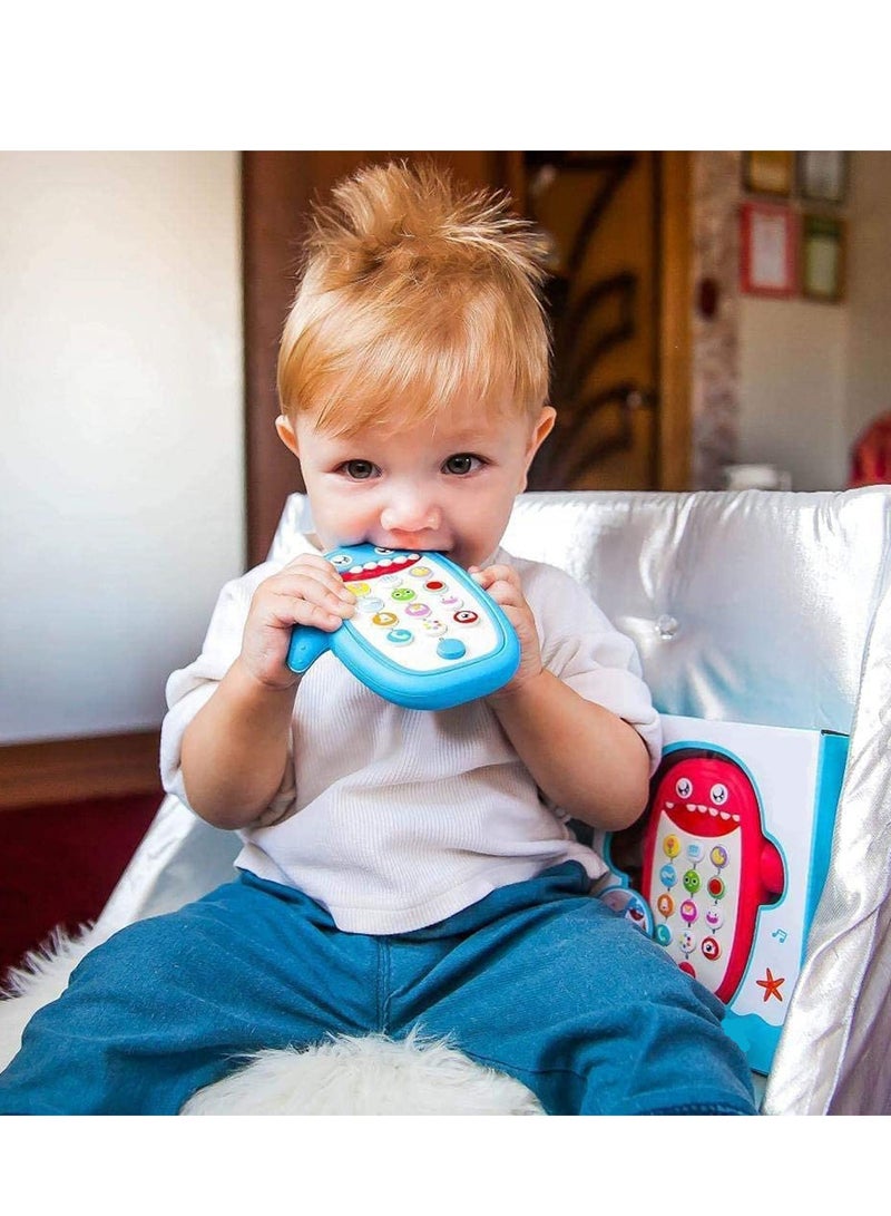 SYOSI Baby Musical Toys, Baby Shark Phone Toys with Light and Sound, Teething Phone Toy for Babies, Play and Learn for Children and Toddlers, Preschool Birthday Gift for Girl Boy 18+ Months Blue  - Image 5