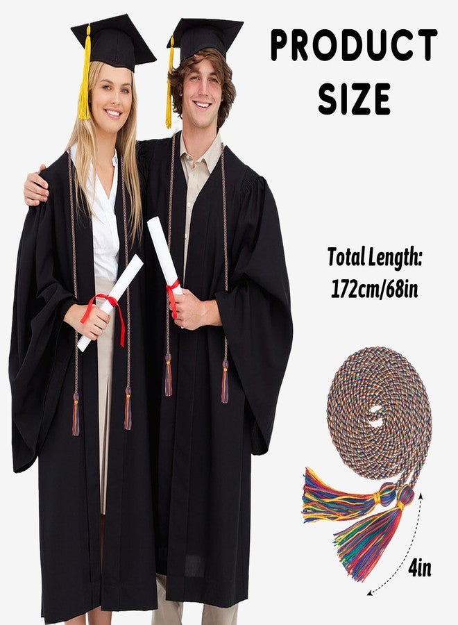GHGMAO Graduation Cords, Rainbow Graduation Cord Rayon Braided Cords for 2026, 68" Long Polyester Yarn Honor Rope with Tassels for Student Grad Decorations Party Ceremony - Image 2