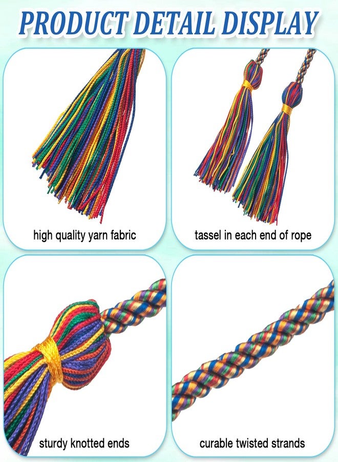 GHGMAO Graduation Cords, Rainbow Graduation Cord Rayon Braided Cords for 2026, 68" Long Polyester Yarn Honor Rope with Tassels for Student Grad Decorations Party Ceremony - Image 3