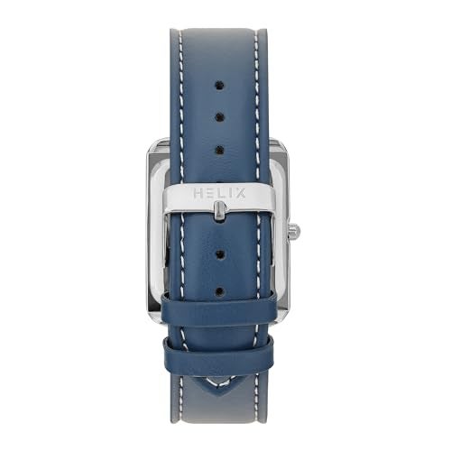 Helix by Timex Analog Watch for Man with Blue Rectangle Dial & Blue Leather Strap Band Water Resistant Men's Wrist Watches - TW064HG01T - Image 4