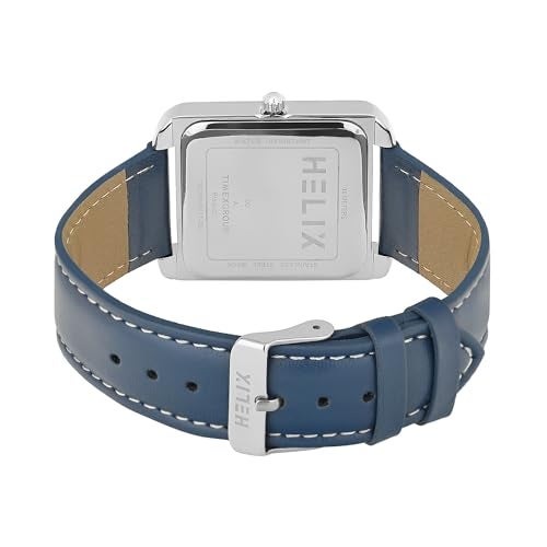 Helix by Timex Analog Watch for Man with Blue Rectangle Dial & Blue Leather Strap Band Water Resistant Men's Wrist Watches - TW064HG01T - Image 5