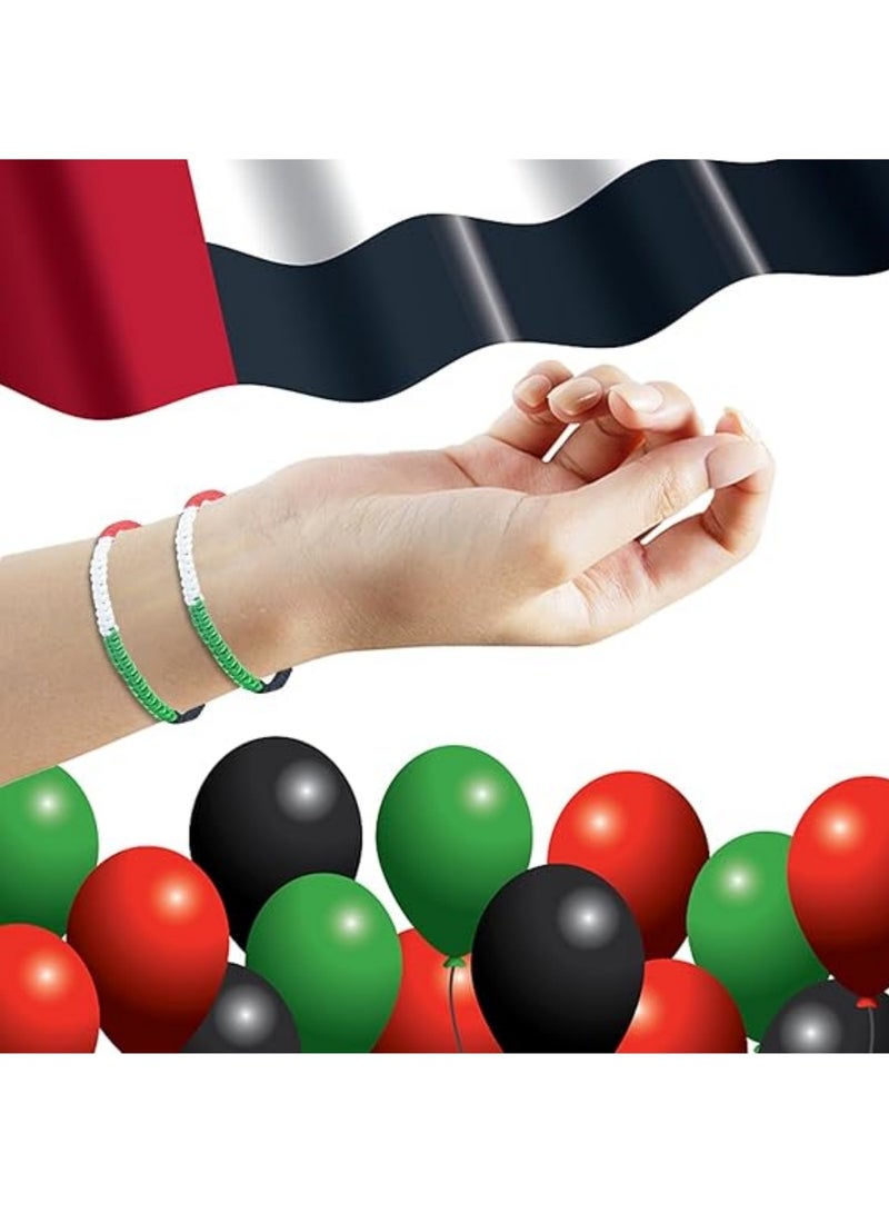 سايكفو [عبوة من قطعتين] أساور عيد يومية مصنوعة يدويًا من خيوط حمراء للنساء والرجال والفتيات والفتيان المراهقين، سوار اليوم الوطني لدولة الإمارات العربية المتحدة - Image 3
