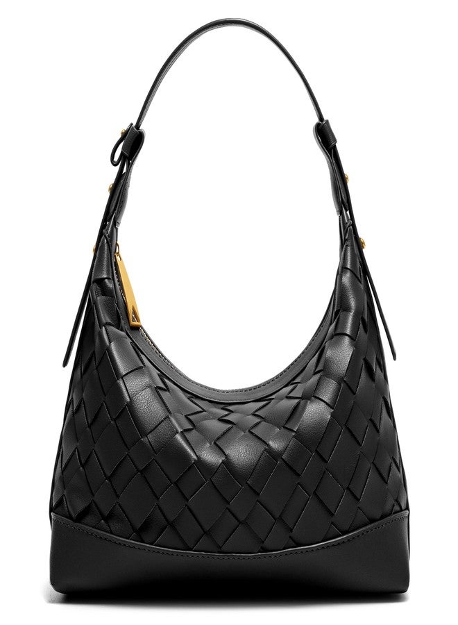 Joryin Woven Shoulder Bag for Women, Woven Purse Crossbody Bag Braided Handbag Top-Handle Vegan Leather Under Arm Bag, Black - Image 1