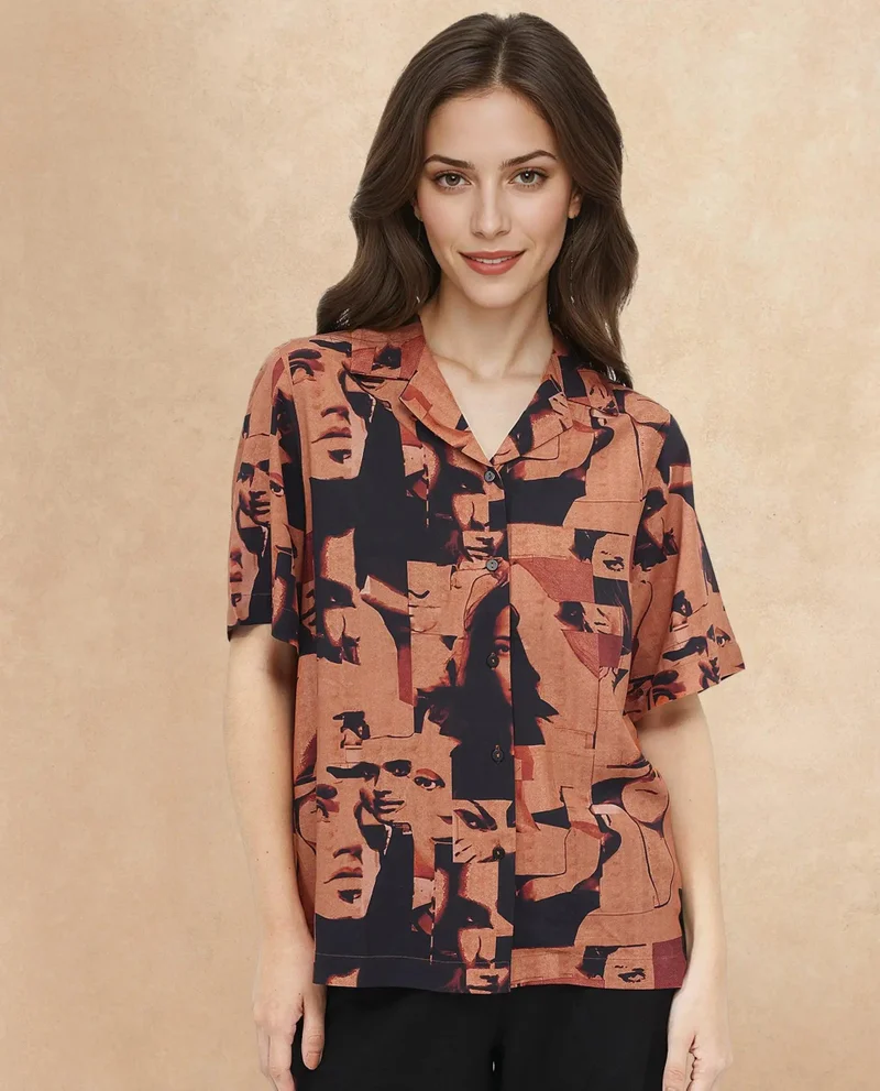 Rareism Women's Abstract Print Shirt