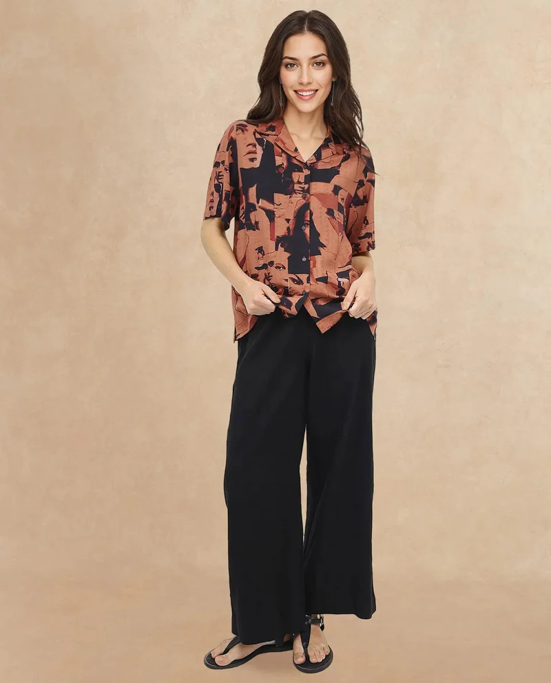 Rareism Women's Abstract Print Shirt