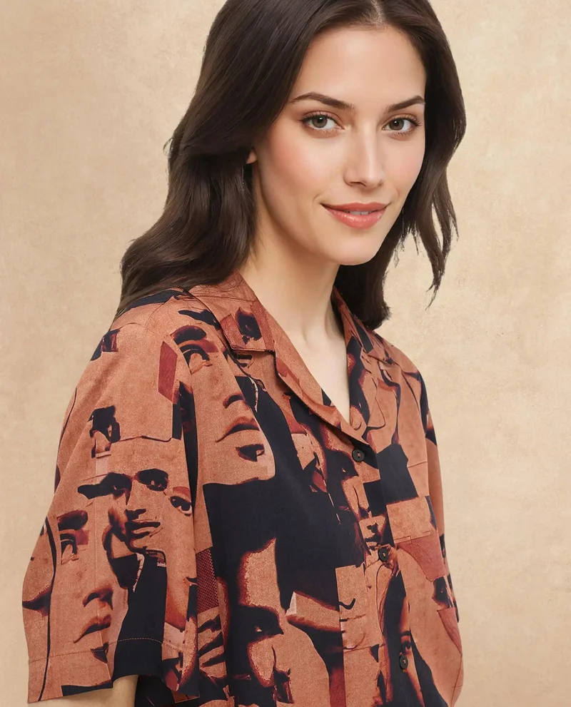 Rareism Women's Abstract Print Shirt