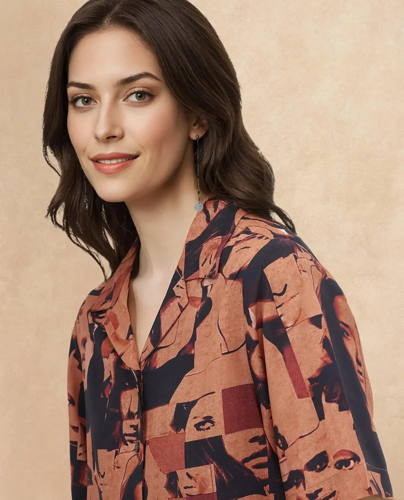 Rareism Women's Abstract Print Shirt