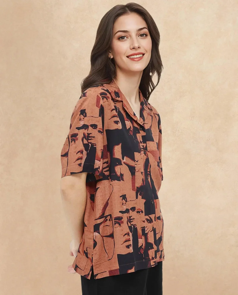 Rareism Women's Abstract Print Shirt