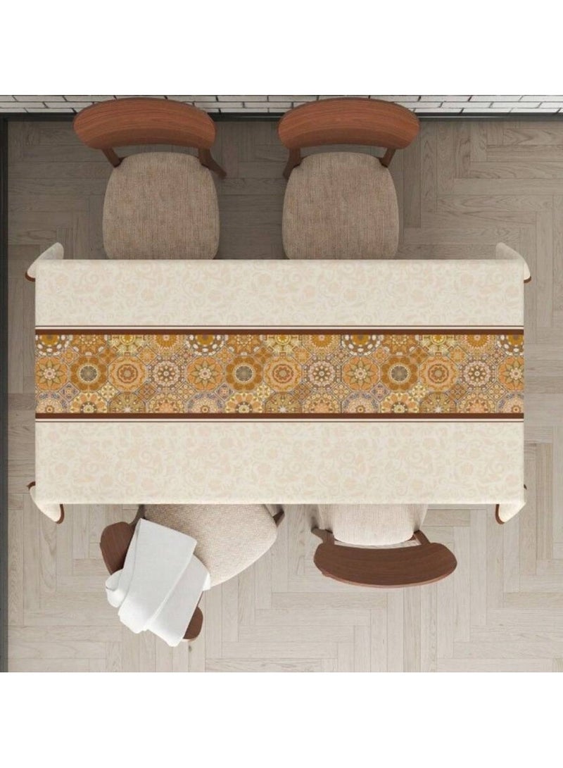 A tablecloth with a floral design, designed in bright, distinctive and classic colors to add a special and eye-catching touch to your table. Dimensions: (260*140)  - Image 2