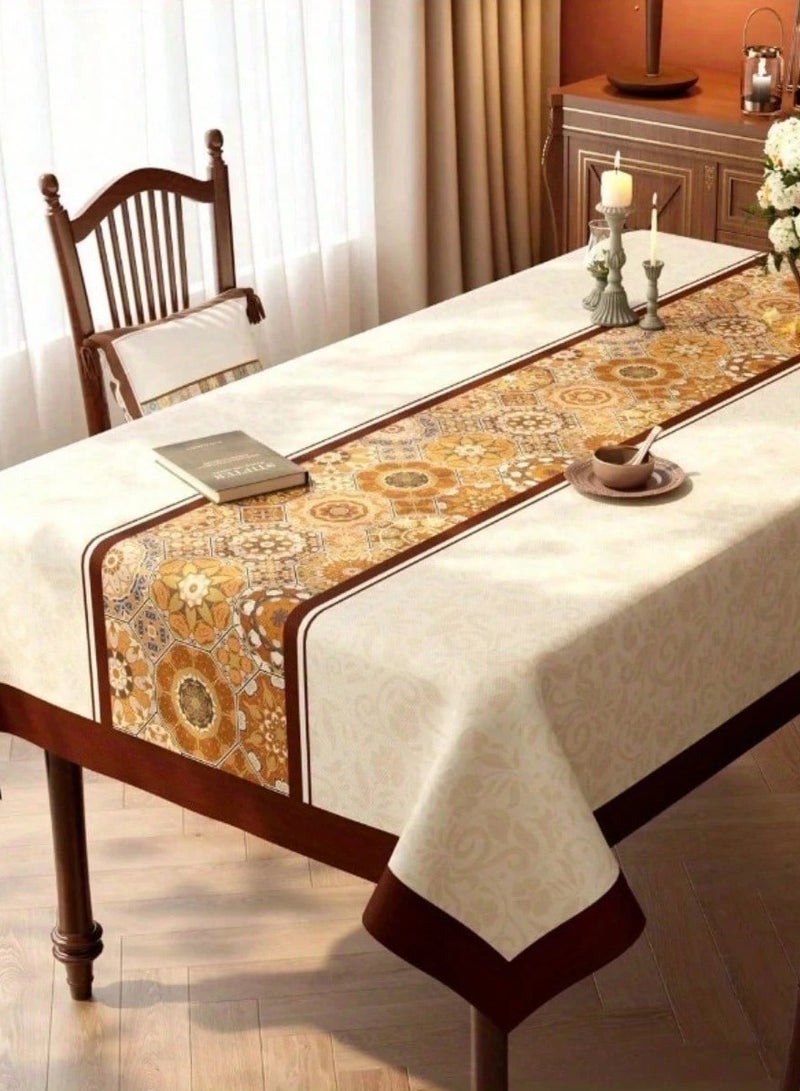 A tablecloth with a floral design, designed in bright, distinctive and classic colors to add a special and eye-catching touch to your table. Dimensions: (260*140)  - Image 5