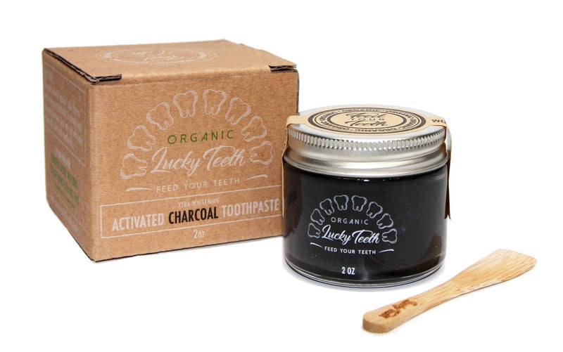 Lucky Teeth Zero Waste Glass jar Charcoal Toothpaste Xtra Whitening Toothpaste by Lucky Teeth All Natural Organic Remineralizing and Fortifying 2 oz Glass 