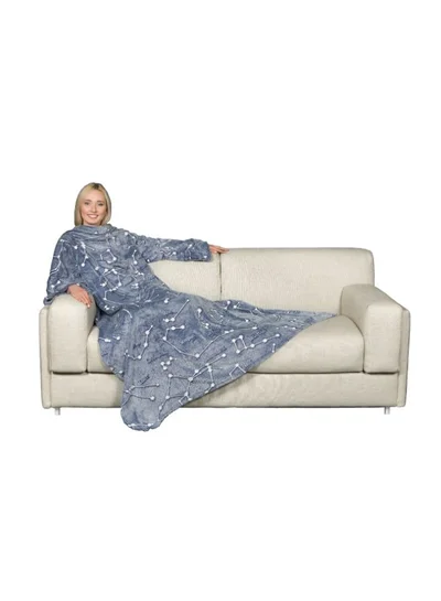 Kanguru Polyester Blanket With Sleeves and a Pocket - Constellations - Deluxe Glow 140x 180 cm