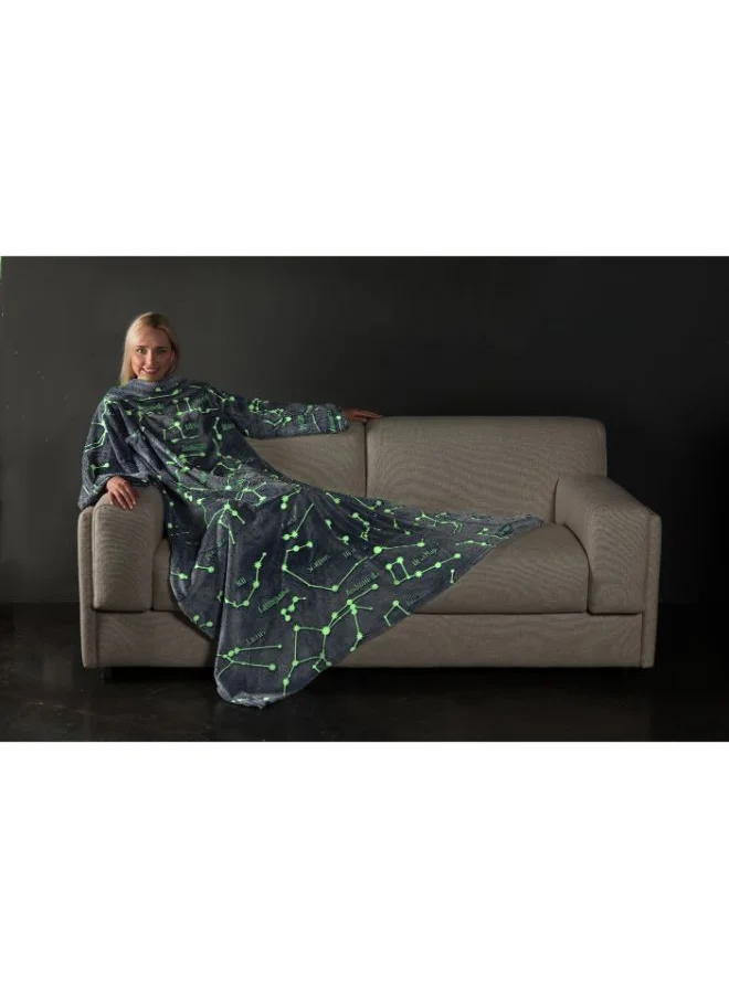 Kanguru Polyester Blanket With Sleeves and a Pocket - Constellations - Deluxe Glow 230x 230 cm