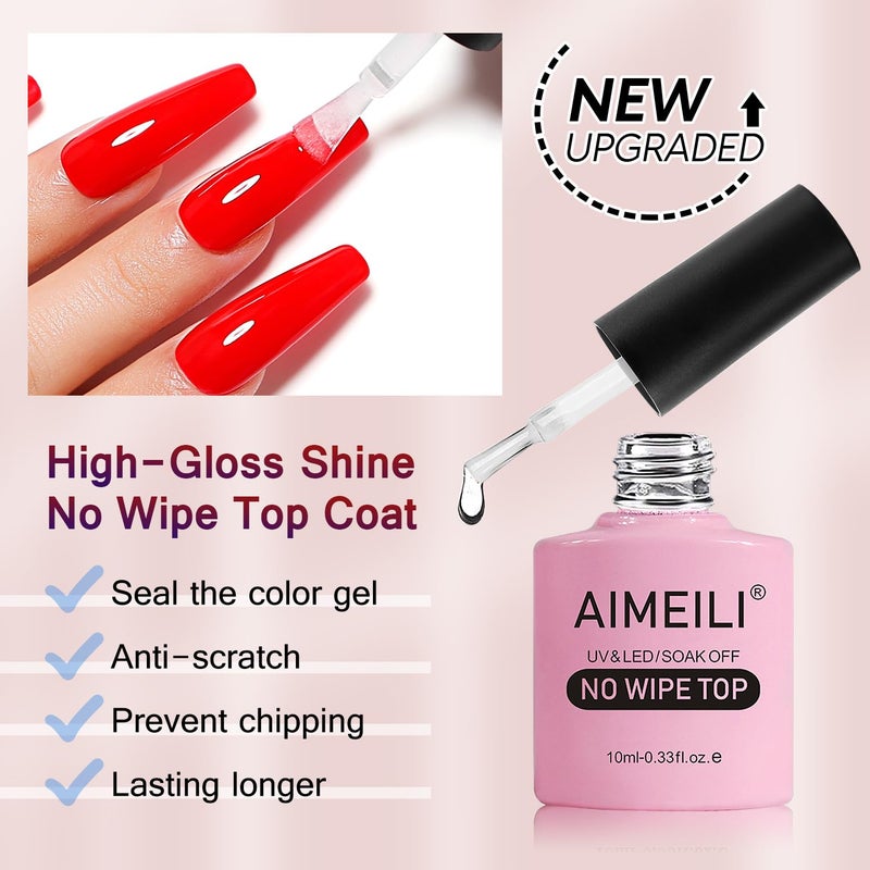 AIMEILI No Wipe Top Coat Soak Off U V LED Hema Free Cruelty Free Vegan Nail Art - Image 2
