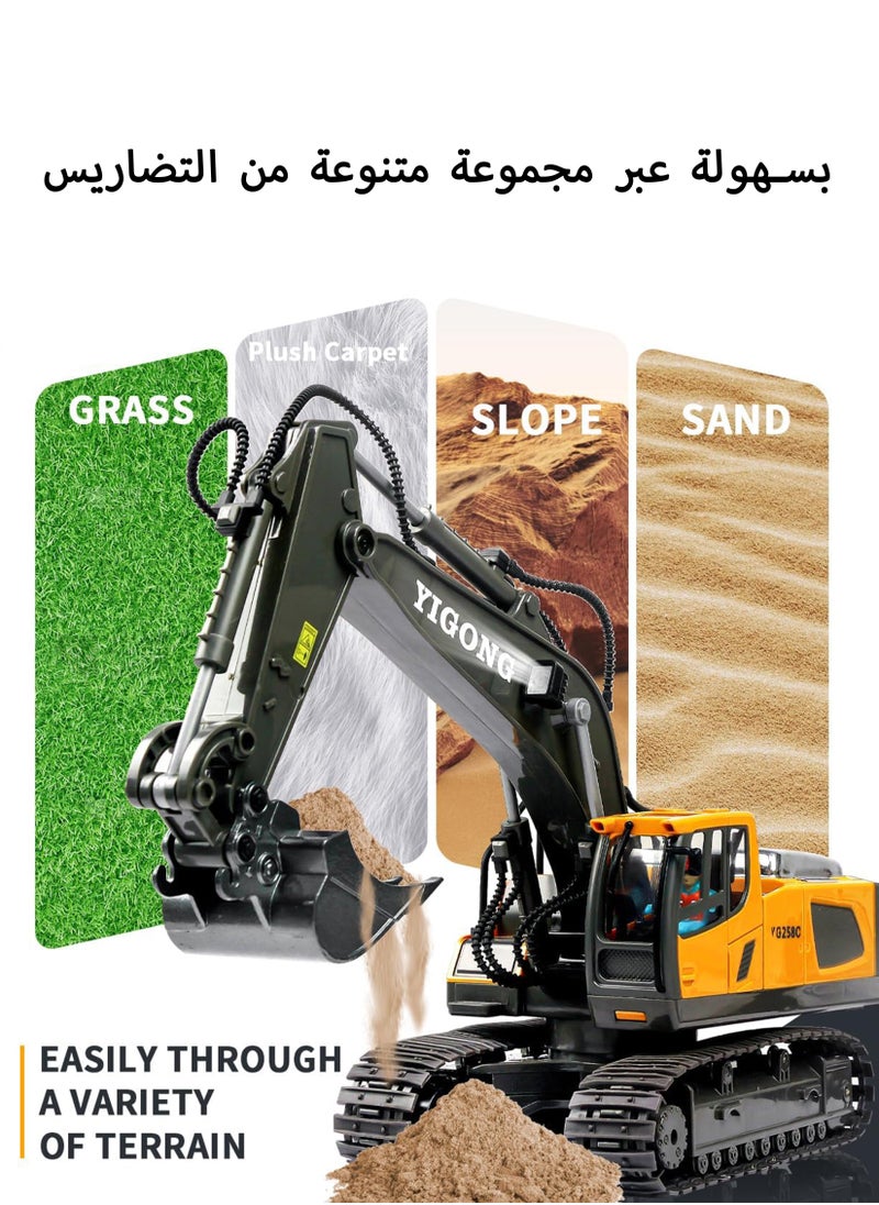11-Channel Remote Control Excavator Toy with Metal Shovel – Large 2.4Ghz Rechargeable Construction Vehicle Truck with Lights & Sound – Ideal Birthday Gift for Kids,  Age 6-12  - Image 4