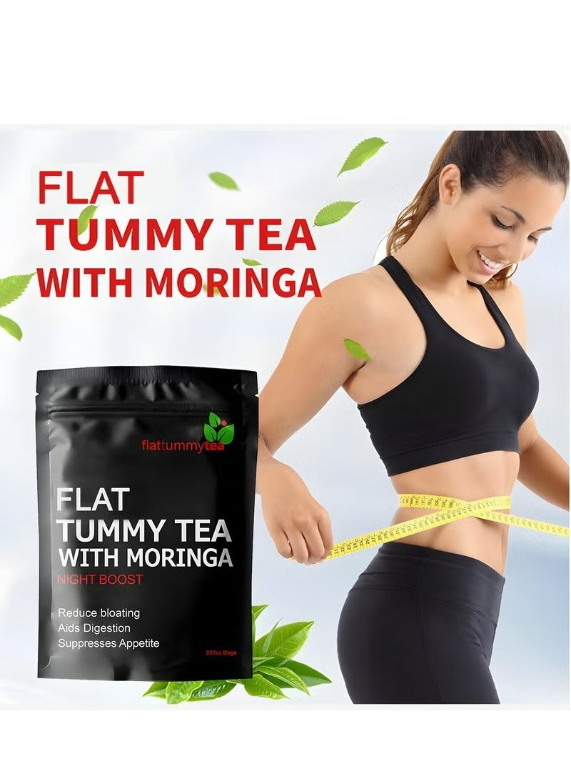 Winstown Flat Tummy Tea With Moringa，28 Day Detox Tea Bags，Organic Weight Loss Tea, Promotes Fat Digestion and Absorption, Aids Bowel Movement, Support Healthy Digestive and Metabolism, Reduces Accumulation of Abdominal Fat  - Image 2