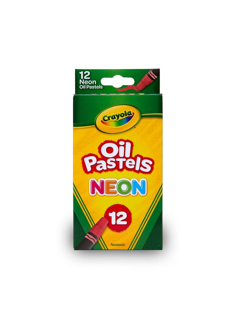 Crayola Oil Pastels Neon,12 Ct Sticks | Features 12 Neon Oil Pastels in unique, vibrant colors.| These creative arts and crafts supplies are great for art projects, school projects, and more. | Ideal for ages 4 & up. - Image 2