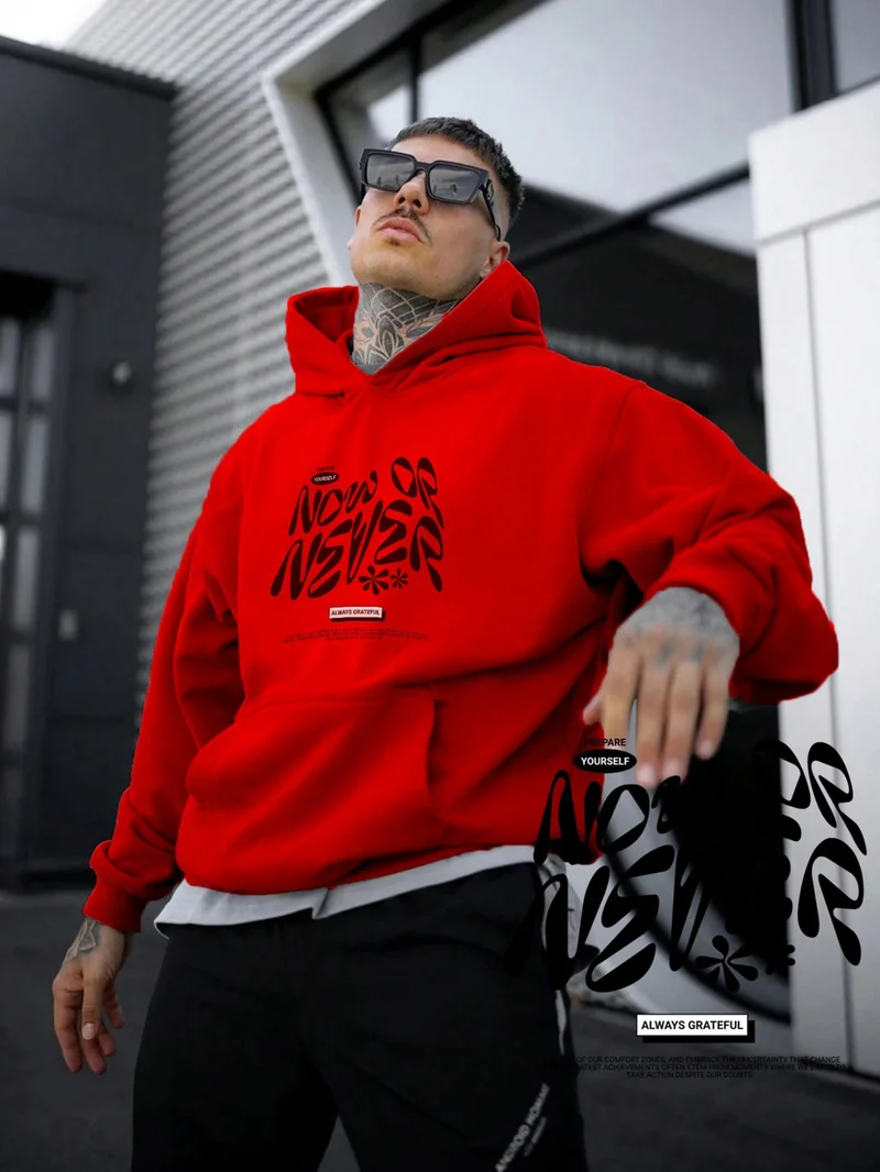 DogFish Women, Men's Sweatshirt Oversize Now Or Never Printed Bold Red Lover Sweatshirt
