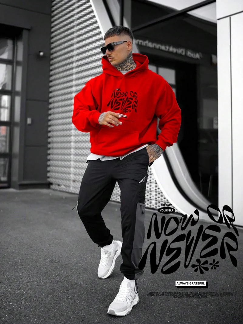DogFish Women, Men's Sweatshirt Oversize Now Or Never Printed Bold Red Lover Sweatshirt