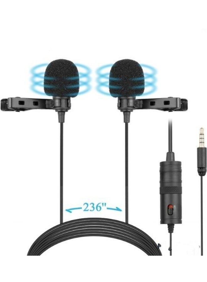Dual Lavalier Microphone – Omnidirectional Clip-On Mic for Cameras, Smartphones, and Laptops – 3.5mm Jack – Perfect for Interviews & Video Recording - Image 2
