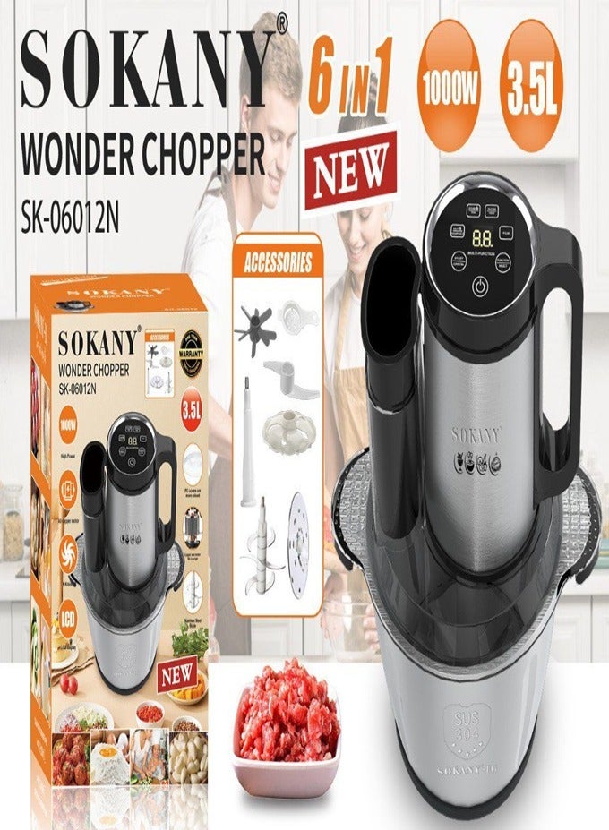 Sokany Digital Chooper 3.5 Liters 1000 Watts 6 In 1 Multi-Functional SK-06012N