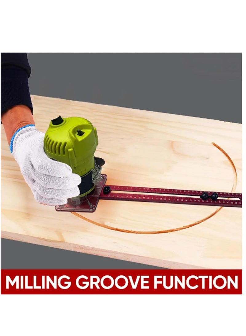 Zikra Router Milling Groove Bracke, 3 in 1 Adjustable Cabinet Hardware Jig, Aluminum Alloy Woodworking Drilling Hole Doweling Guide Punch Locator Cabinet Template Tool for Drawer Cabinet Installation - Image 2