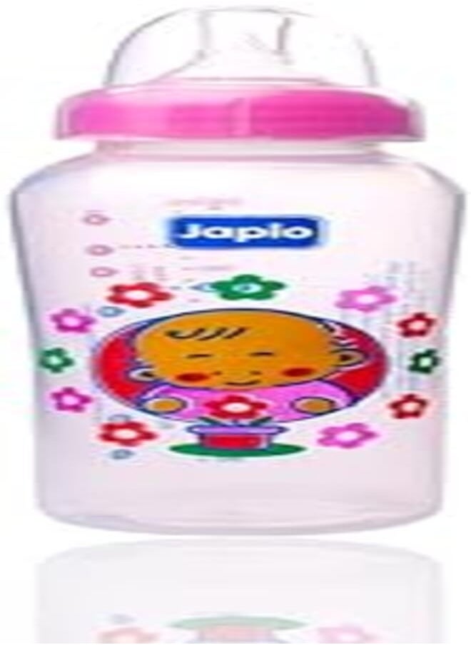 Japlo Japlo Round baby feeding Bottle with Anti-colic nipple & Lukewarm water mixer size 240 ml - pink colour 