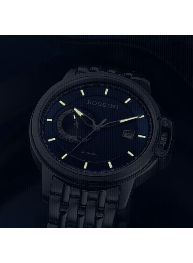 Rossini Men's Mechanical Watch Medal Blue Dial Steel Strap Birthday Gift For Boyfriend National Brand Business Luminous 718793 - Image 4