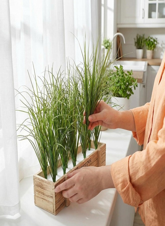 Wionin 20Pcs Artificial Grass, Faux Shrub Plants for Craft Projects, Garden & Office Decoration, Fake Grass Stems, Realistic Greenery for Indoor & Outdoor Use, 11.79in - Image 5