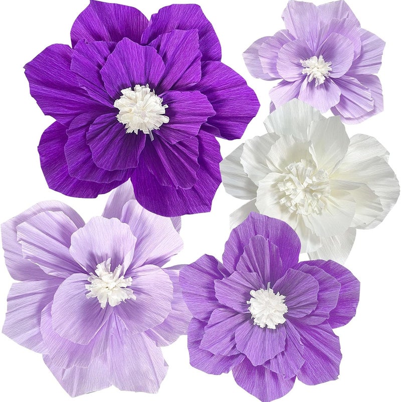 ANSOMO 3D Purple Paper Flowers - Artificial Wall Decoration for Weddings, Birthdays, and Baby Showers - Image 1