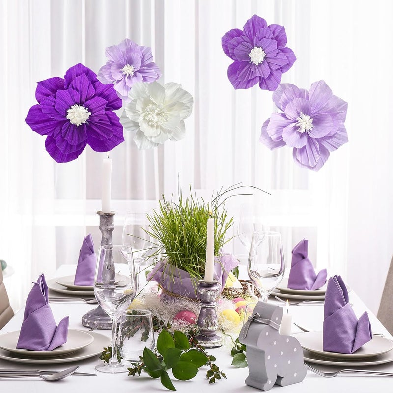 ANSOMO 3D Purple Paper Flowers - Artificial Wall Decoration for Weddings, Birthdays, and Baby Showers - Image 5