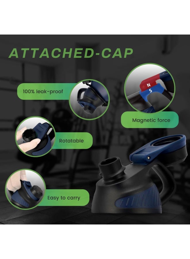 FjBottle زجاجة رياضية من الفولاذ المقاوم للصدأ من Fjbottle سعة 1900 مل، مزودة بغطاء مغناطيسي، خالية من مادة BPA، مانعة للتسرب، وعازلة للحرارة بجدار مزدوج؛ مناسبة للمشروبات الغازية والرياضة والمدرسة والنادي الرياضي والأنشطة الخارجية والتخييم - اللون: أزرق. - Image 4