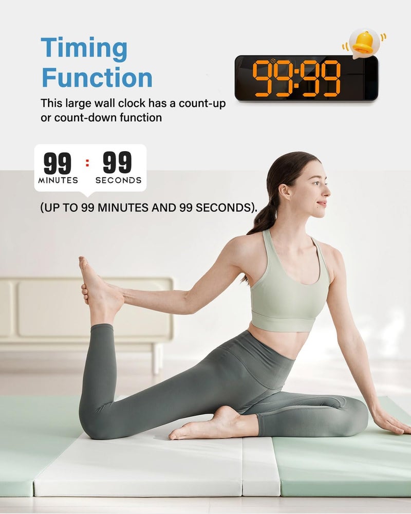 Zelaclock Digital Wall Clock, Digital Clock Large Display with Remote Control, Corded LED Alarm Clocks with Date, Week, Temp, Humidity, Auto DST, Countdown, for Living Room Bedroom Classroom Office (Orange) - Image 5