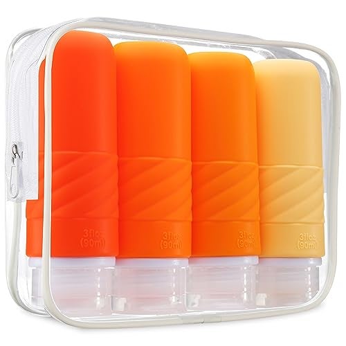 Gemice Travel Bottles  TSA Approved 3oz Portable Containers BPA Free Leak Proof Squeezable Travel Size for Shampoo Conditioner Lotion 4 Pack