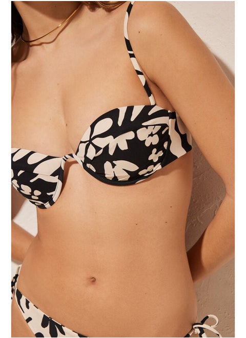 Top bikini flores b&w