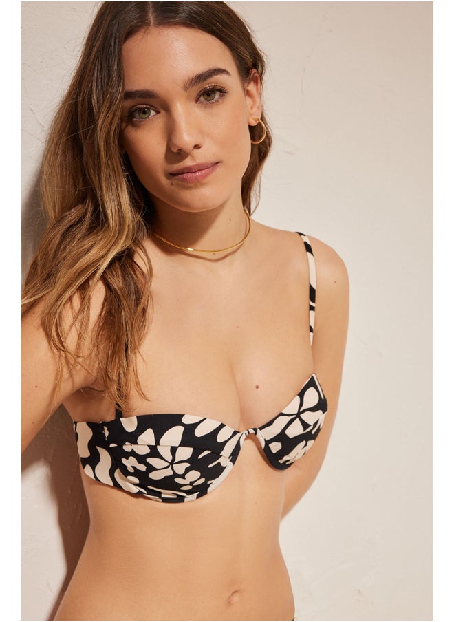 women'secret - Top bikini flores b&w - Image 1