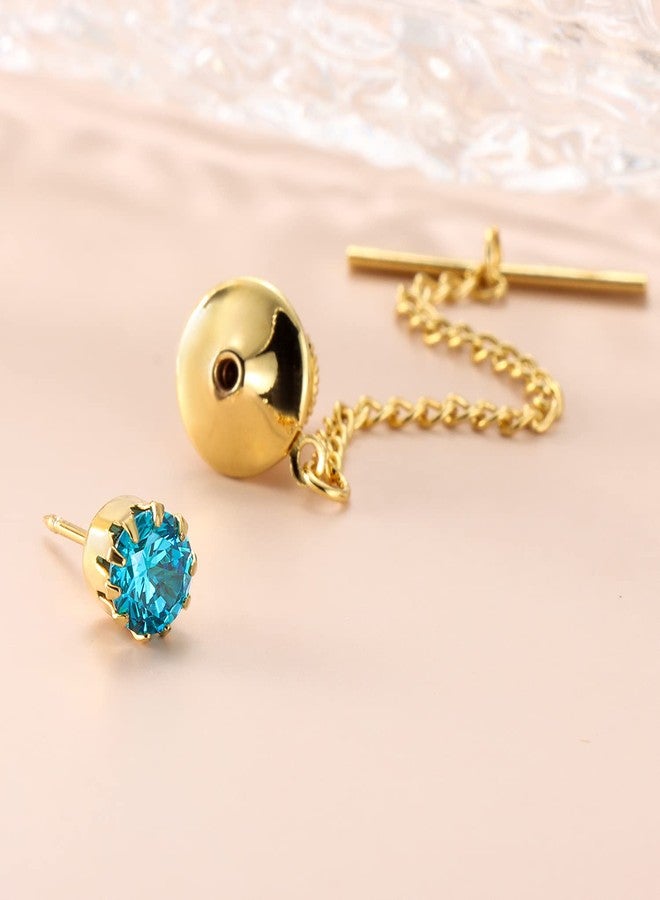 هاوسن مشبك ربطة عنق رجالي مرصع بالكريستال من هاوسون مع سلسلة ذهبية، إكسسوارات للحفلات، 3 خيارات ألوان (أزرق) - Image 5