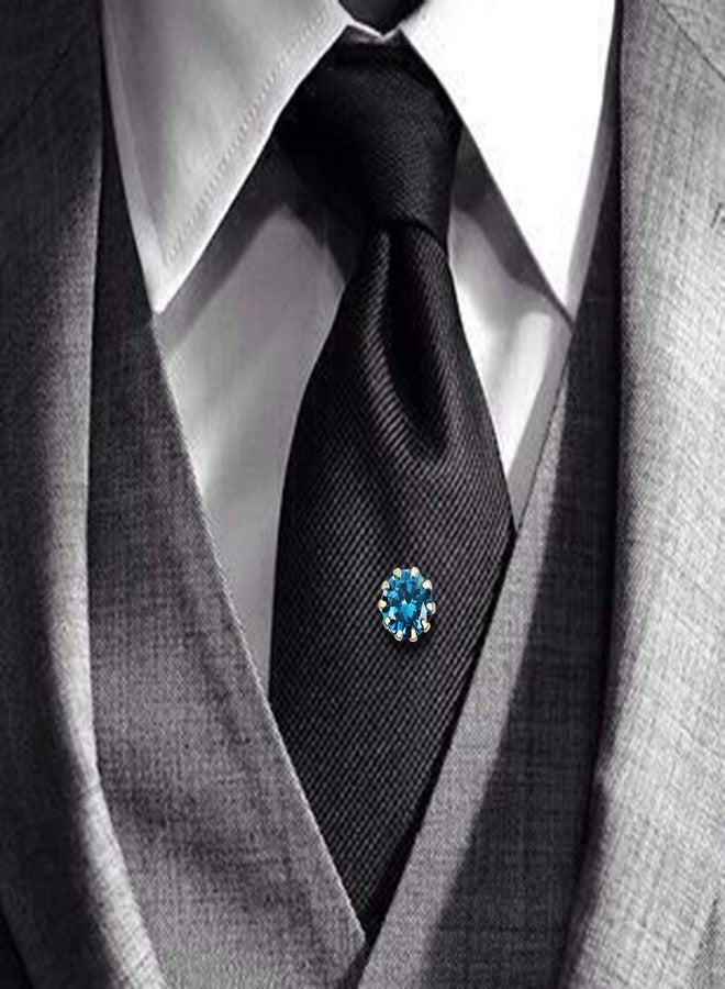 هاوسن مشبك ربطة عنق رجالي مرصع بالكريستال من هاوسون مع سلسلة ذهبية، إكسسوارات للحفلات، 3 خيارات ألوان (أزرق) - Image 2